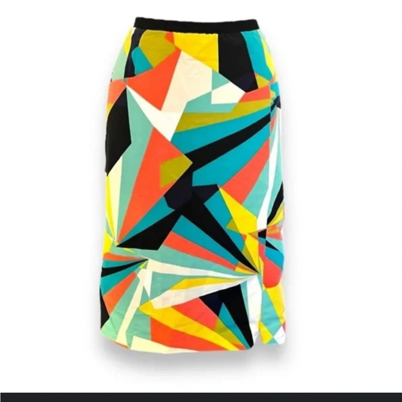Worthington skirt - multicolored geometric print pencil skirt - Picture 1 of 9